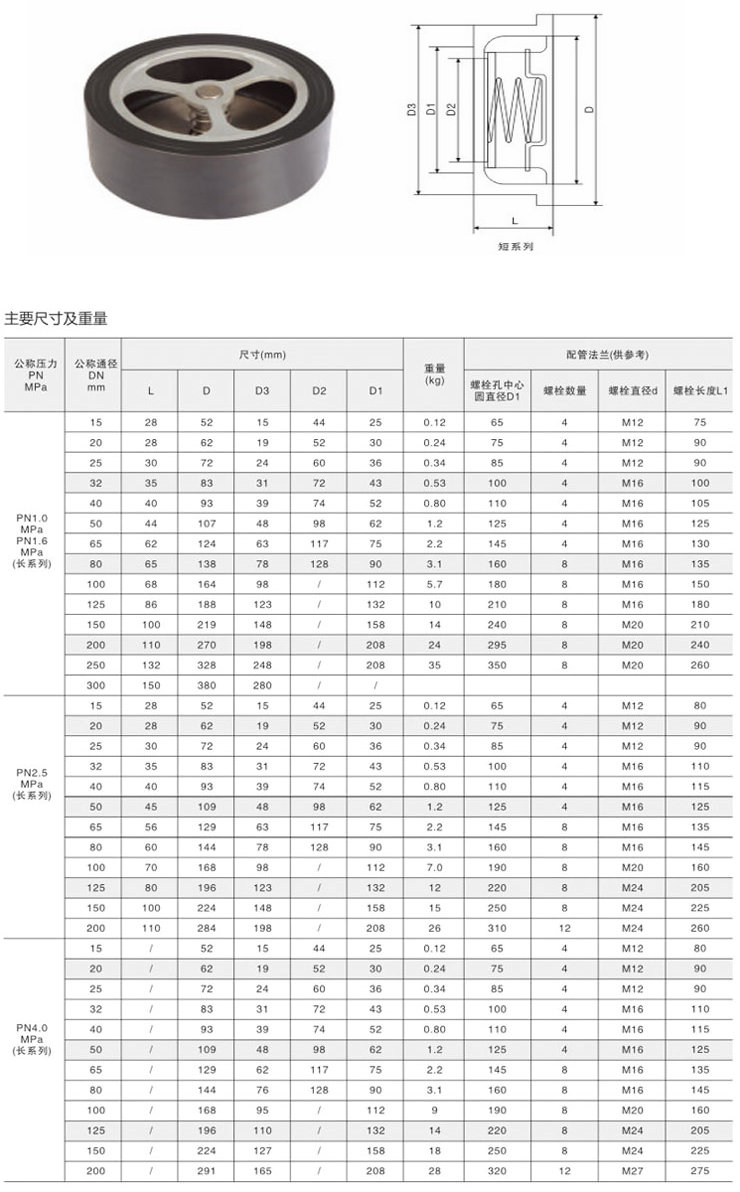 對夾式止回閥尺寸規(guī)格型號